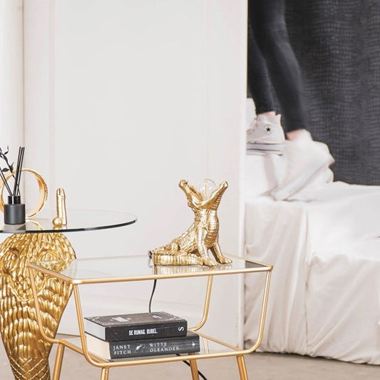 Gouden tafellamp krokodil van Housevitamin met E14 fitting