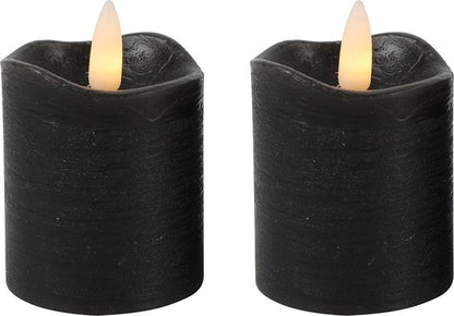 Zwarte LED stompkaarsen set van 2 met wax en timerfunctie – Krokomingo