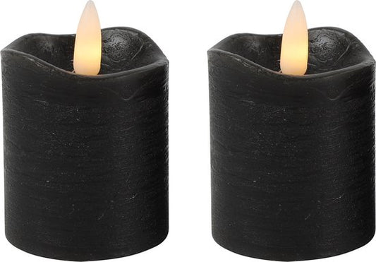 Zwarte LED stompkaarsen set van 2 met wax en timerfunctie – Krokomingo