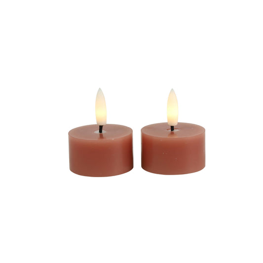 Roze LED theelichtjes set van 2 met wax en timer – Krokomingo