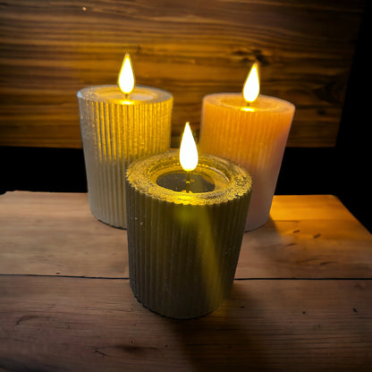 LED Pillar Candle Ribbed Black – Ø7 cm – 2 sizes