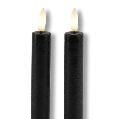 LED-Tafelkerzen Schwarz – 2er-Set – Ø2,2 x H24 cm
