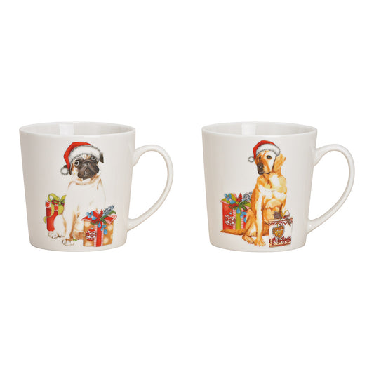 Kerstmok hond met Franse Bulldog of Golden Retriever – 480ml porselein