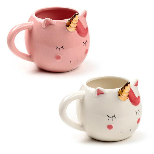 Eenhoornmok Dreamy Sips in roze of wit met gouden hoorn – 300 ml – dolomiet – Krokomingo