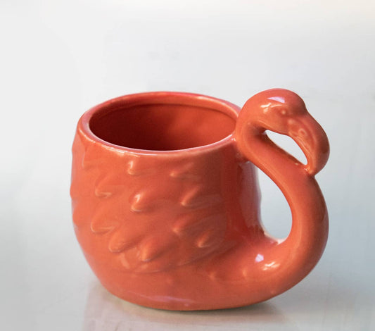 roze flamingo mok met flamingo als handvat