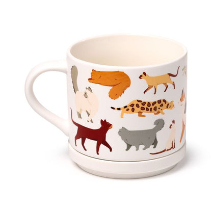 Porcelain Cat Mug with Lid – Cheerful &amp; Practical