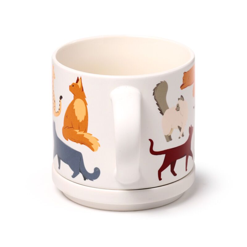 Porcelain Cat Mug with Lid – Cheerful &amp; Practical
