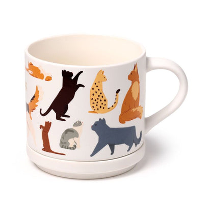 Porcelain Cat Mug with Lid – Cheerful &amp; Practical