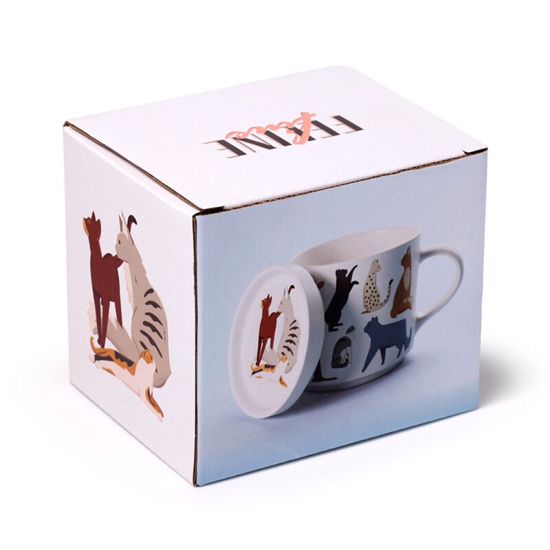 Porcelain Cat Mug with Lid – Cheerful &amp; Practical