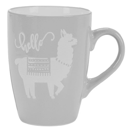 Grijze lama mok porselein 350 ml

