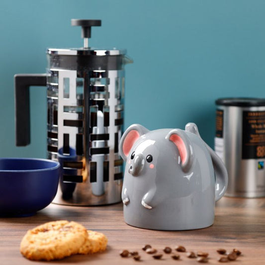 Grappige grijze olifantenmok ondersteboven van Cutiemals – 400 ml cadeau