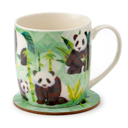 Panda Mok + Onderzetter – Porselein Set (300 ml)