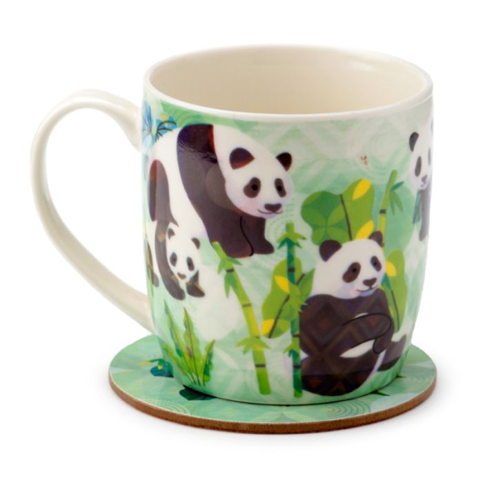 Panda Mok + Onderzetter – Porselein Set (300 ml)