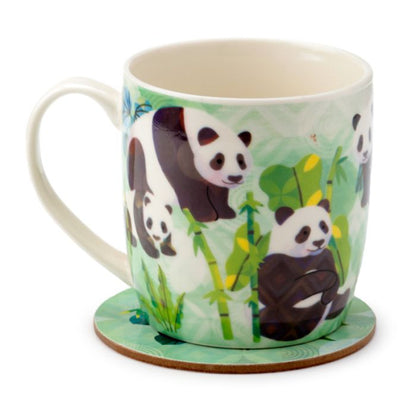 Panda Mok + Onderzetter – Porselein Set (300 ml)