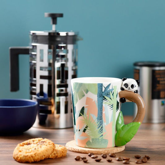 Panda mok met jungleprint en 3D handvat in cadeauverpakking