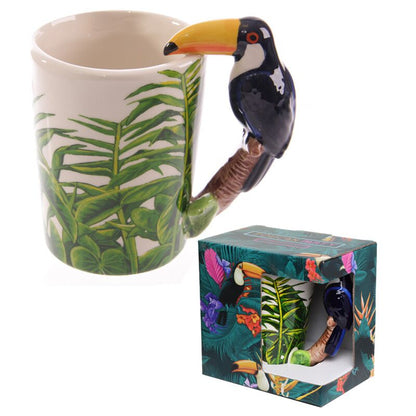 Tukan-Tasse mit Dschungel-Print – 3D-Henkel – 400 ml