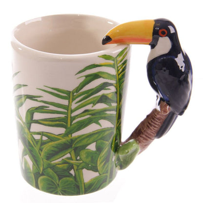 Tukan-Tasse mit Dschungel-Print – 3D-Henkel – 400 ml