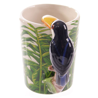 Tukan-Tasse mit Dschungel-Print – 3D-Henkel – 400 ml