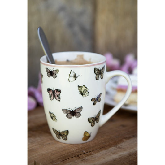 Porseleinen mok met sierlijke vlinders – romantisch design 350 ml