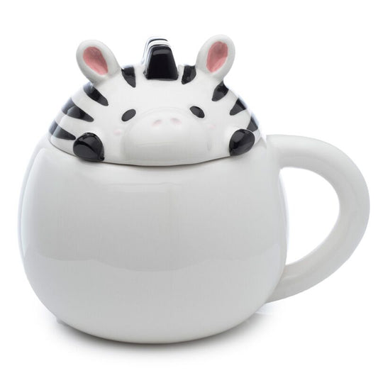 zebra mok met deksel keramiek 450ml