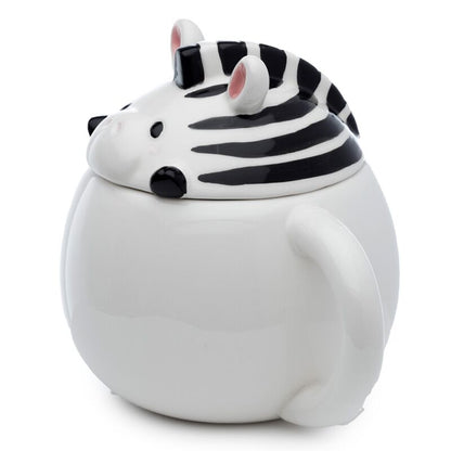 Zebra-Becher mit Deckel – Keramik 450 ml