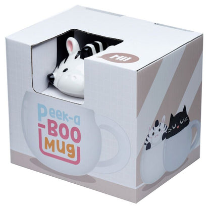 Zebra-Becher mit Deckel – Keramik 450 ml