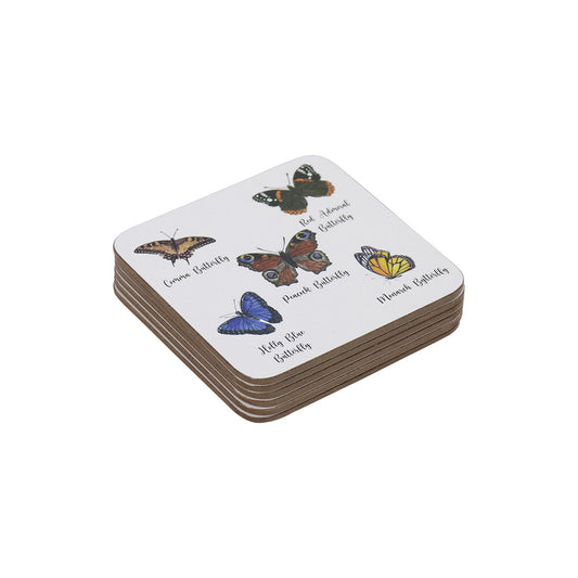 Set van 6 onderzetters met vlinders – Mars & More 10x10 cm
