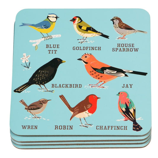 Set van 4 onderzetters met tuinvogels – Garden Birds design Rex London
