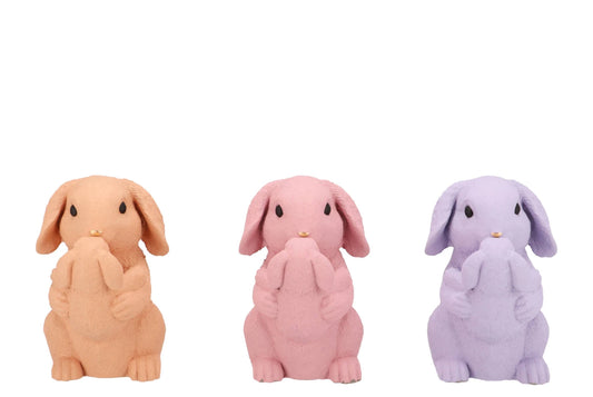 Keramieken konijnenbeeld met moeder en jong in pastelkleuren – paasdecoratie


