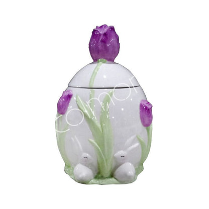 Voorraadpot Konijn & Tulp Paars – Paasdecoratie