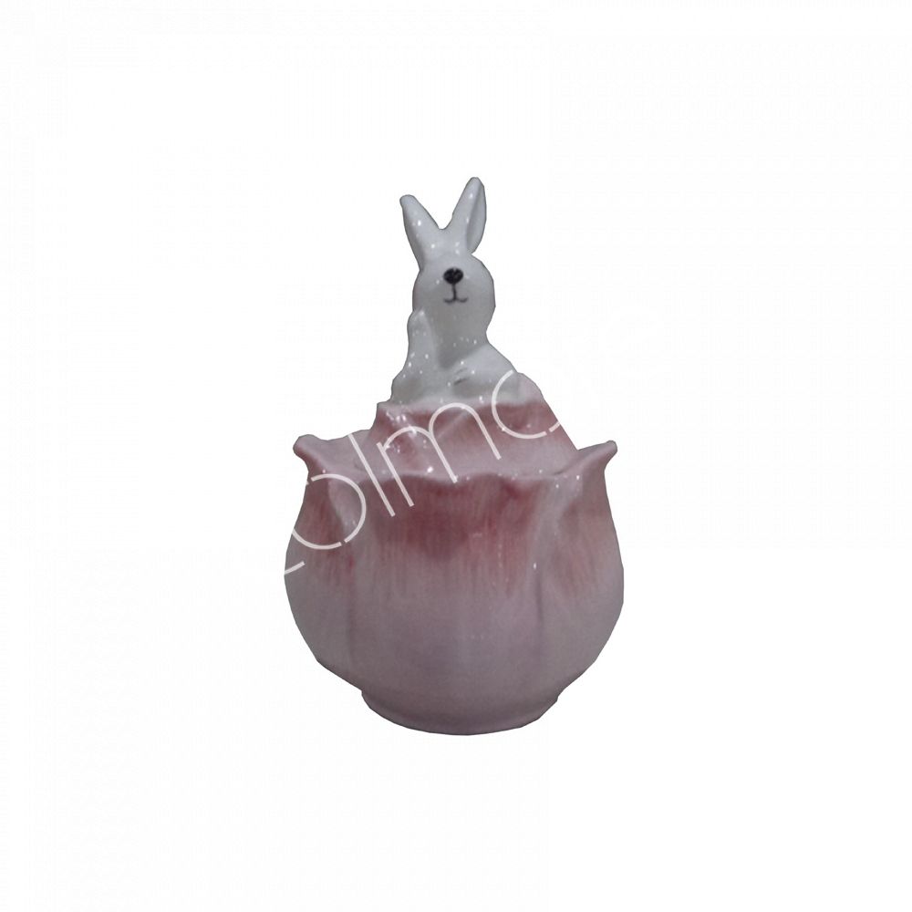 Voorraadpot Konijn Roze – Paasdecoratie 13 cm