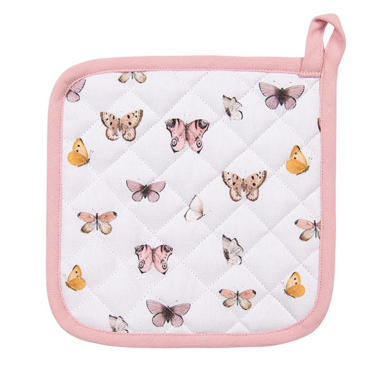 Pannenlap met vlindermotief van Clayre & Eef – 100% katoen 20x20 cm
