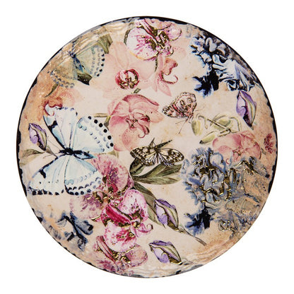 Keramische pannenonderzetter met vlinder- en bloemenmotief – Clayre & Eef Ø16 cm