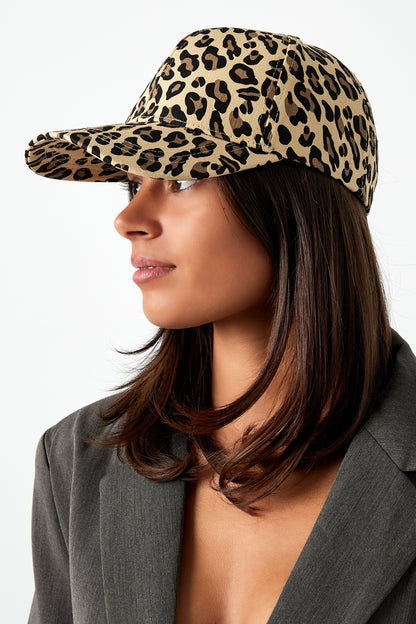 Baseball cap met panterprint in beige of bruin – Krokomingo