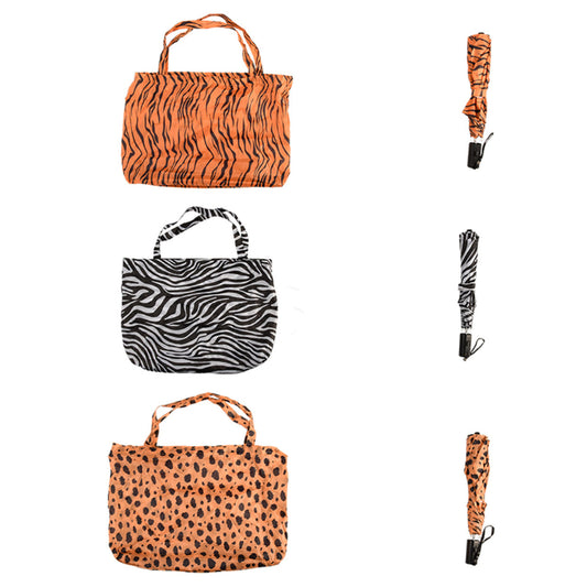 Opvouwbare shopping bag met paraplu en panterprint – Esschert Design
