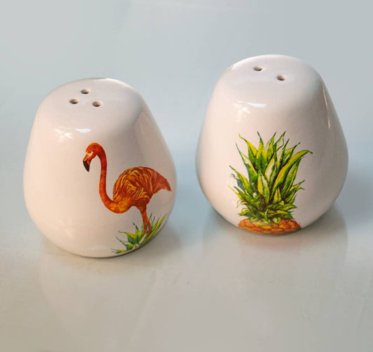 peper en zoutstrooier flamingo en ananas