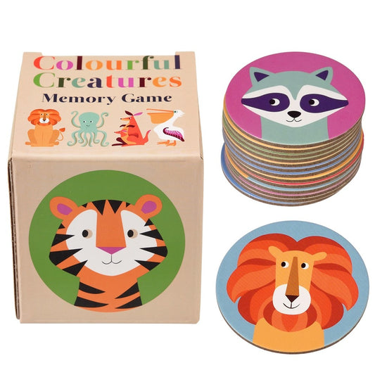 Memory spel Colourful Creatures met kleurrijke dierenkaartjes – educatief kinderspel