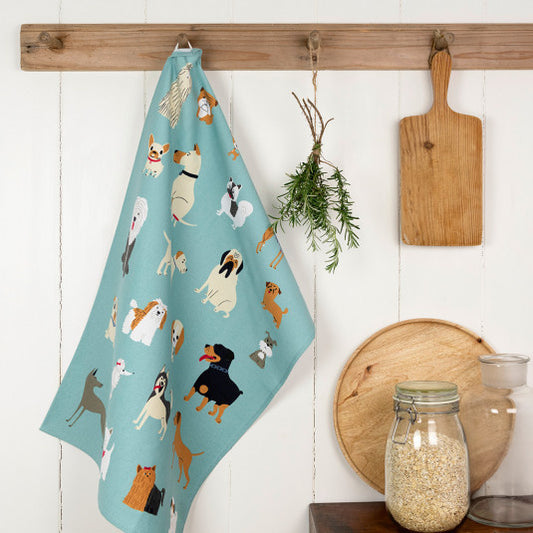 Theedoek met hondenprint van Rex London – 100% katoen, Best in Show design (50x70 cm)