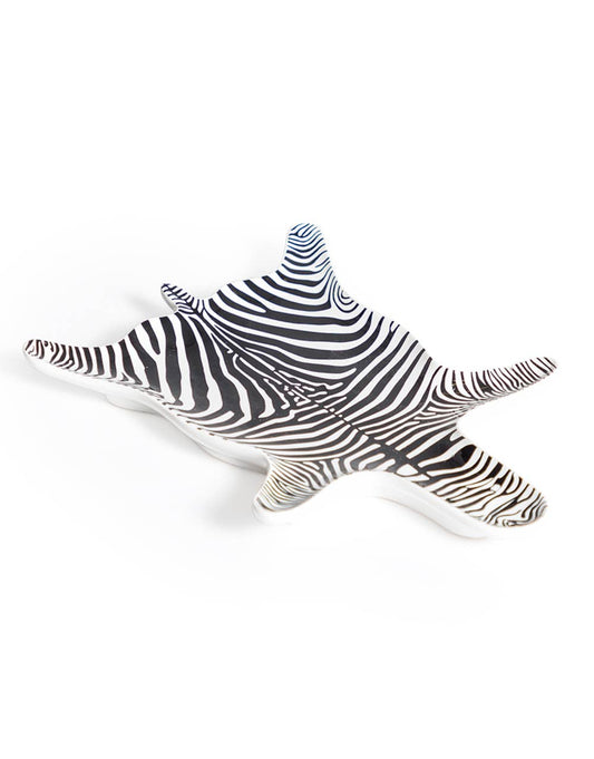 Decoratief zebra schaaltje in de vorm van een dierenhuid – zwart-wit design