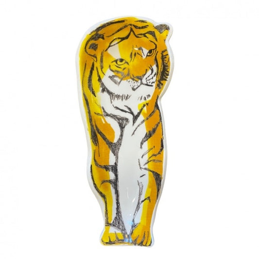 Porseleinen trommelstaart tijger schaaltje 28 cm – wit tijgerdessin