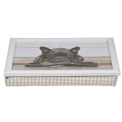 Schootkussen met Franse Bulldog print – comfortabel laptopkussen van MDF en katoen


