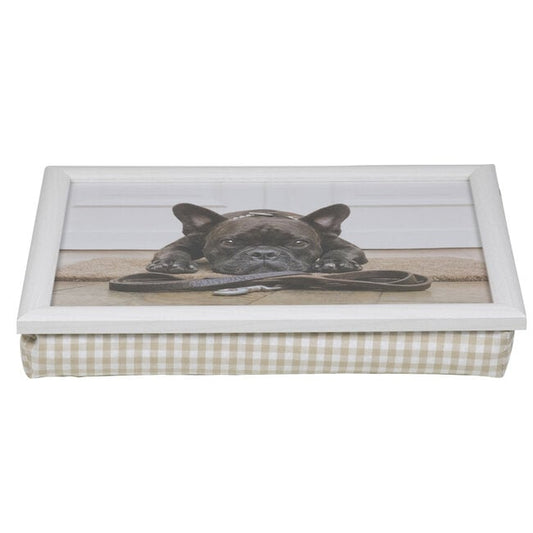 Schootkussen met Franse Bulldog print – comfortabel laptopkussen van MDF en katoen

