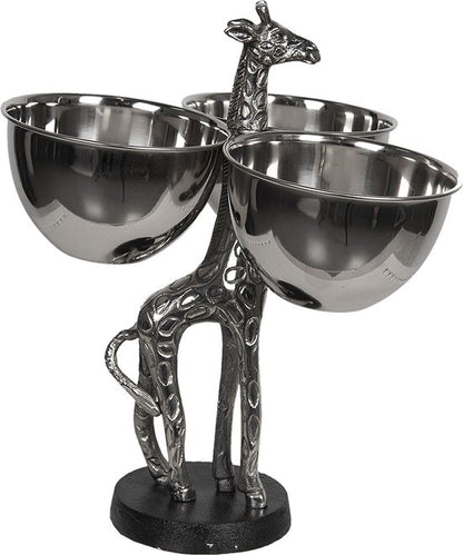 Serveerschaal Giraffe – Aluminium Zilverkleur (33×26×32 cm)