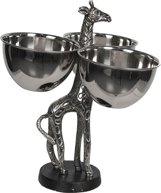 Serveerschaal Giraffe – Aluminium Zilverkleur (33×26×32 cm)
