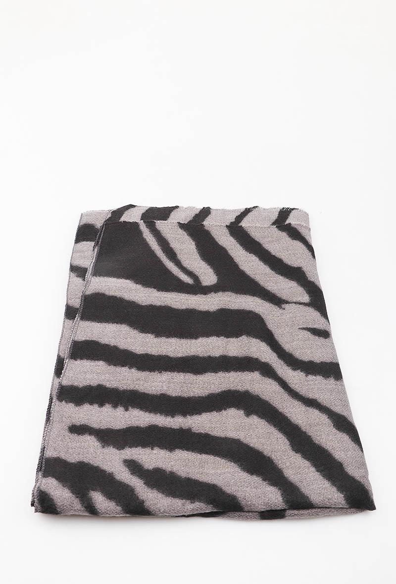 Large Soft Winter Scarf with Zebra Print 90x180