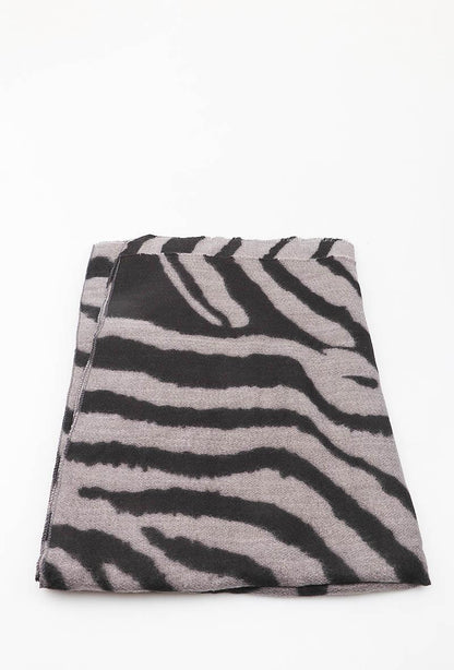 Large Soft Winter Scarf with Zebra Print 90x180