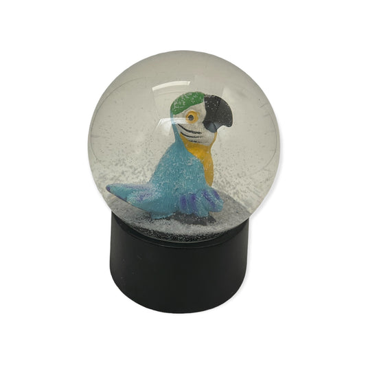 Sneeuwbol met blauwe papegaai – groot formaat decoratie van SID Collection