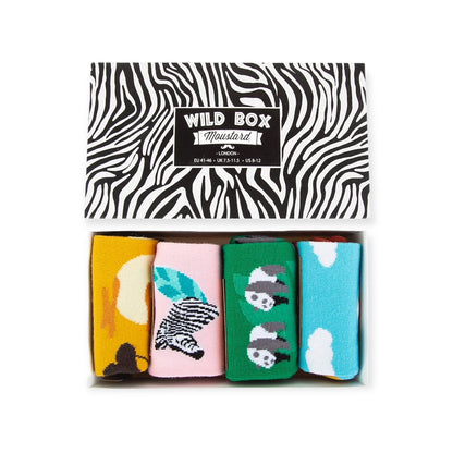 Set van 4 unisex dierensokken in luxe geschenkdoos van Moustard