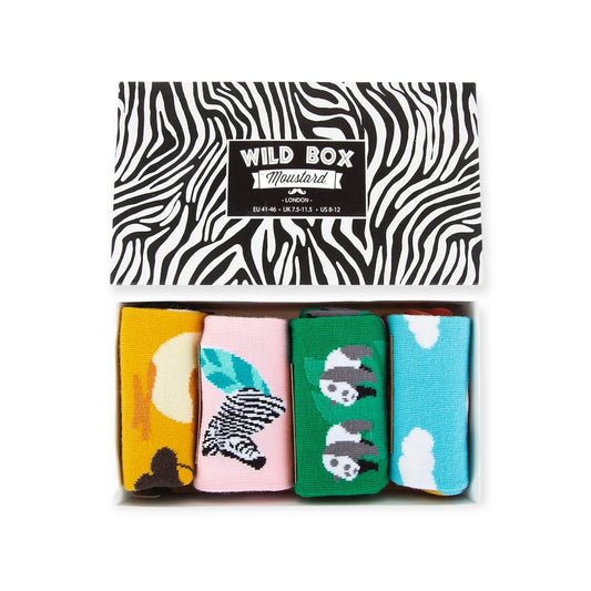 Set van 4 unisex dierensokken in luxe geschenkdoos van Moustard