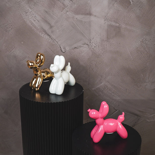 Gouden ballon hond spaarpot van Housevitamin – decoratief keramisch beeld